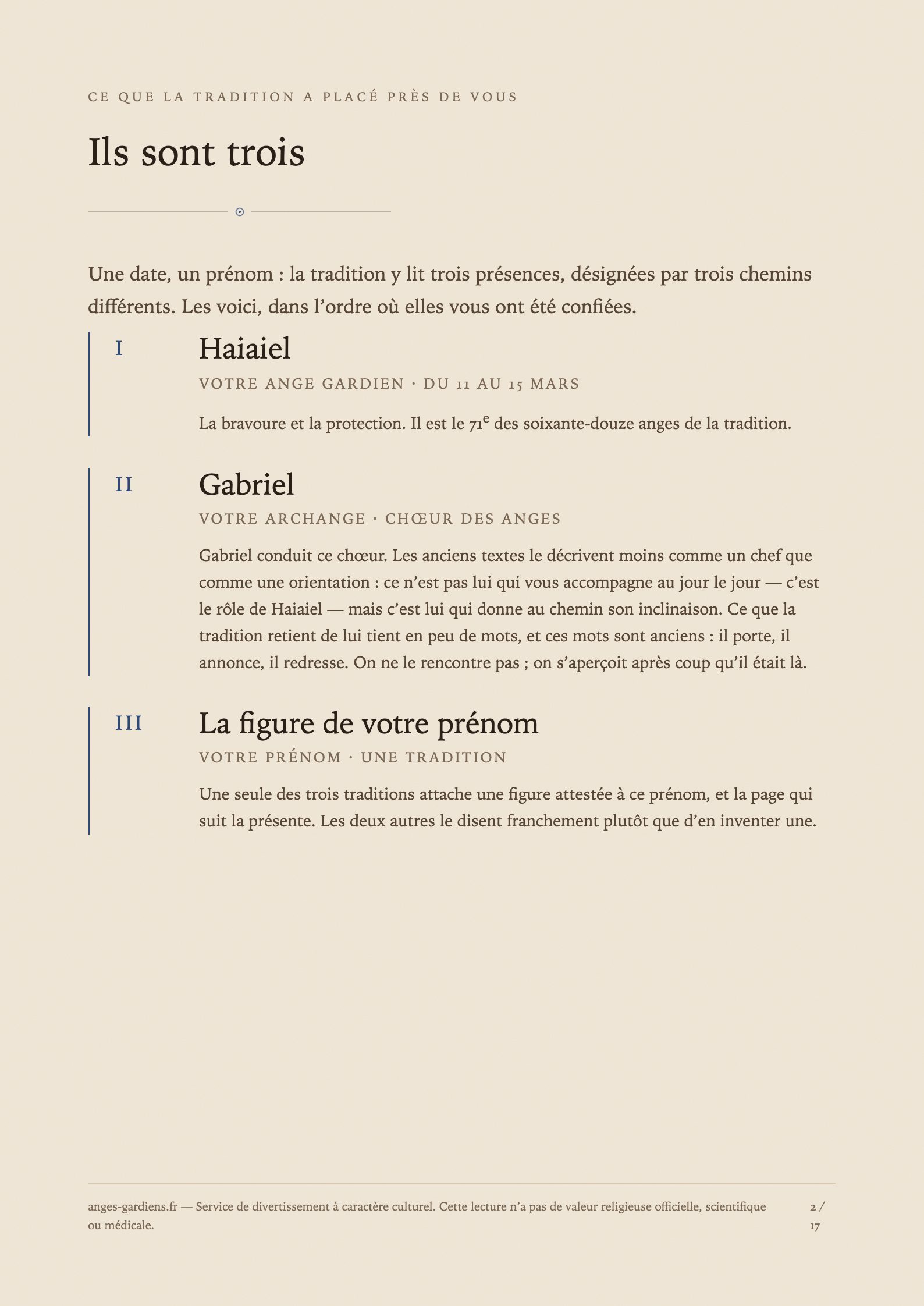Page floutée du livret : Vos trois protecteurs